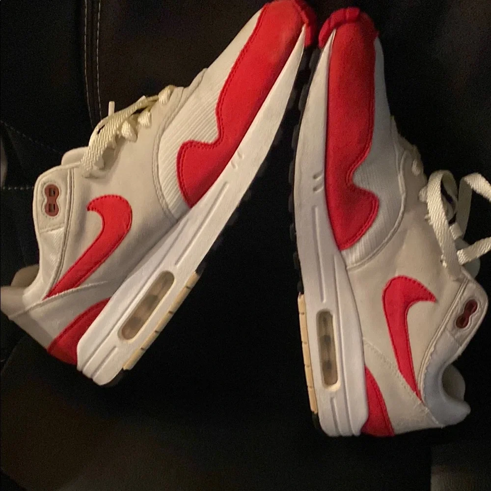 Nike AIR MAX!!! Red and White Sneakers Classic Design BX1 - Picture 7 of 13